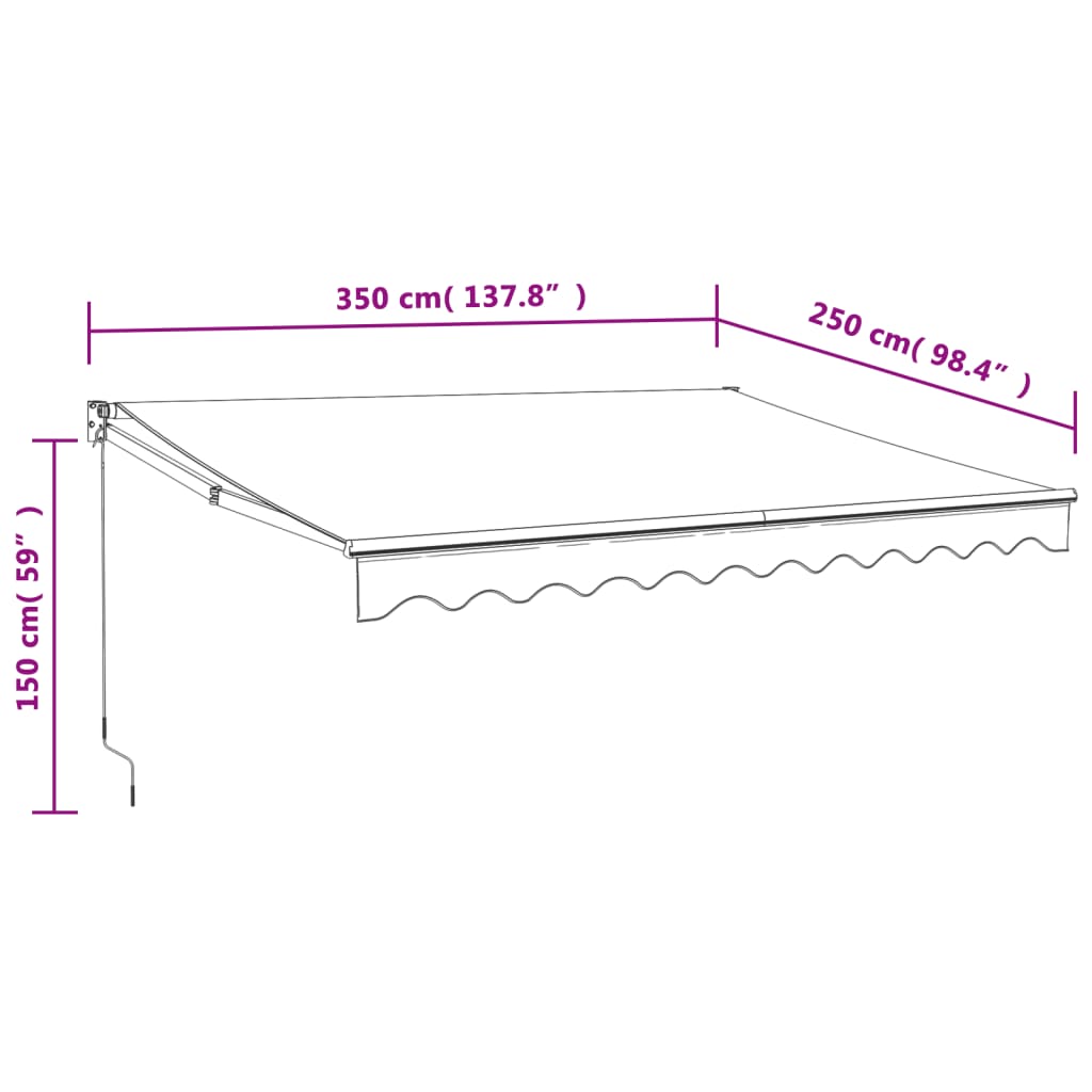 Uttrekkbar Markise Kremhvit 3,5X2,5 M Stoff Og Aluminium