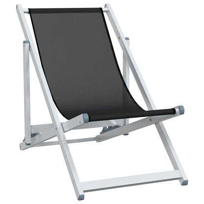 Sammenleggbare Strandstoler 2 Stk Svart Aluminium Og Textilene