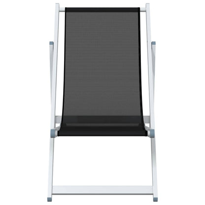 Sammenleggbare Strandstoler 2 Stk Svart Aluminium Og Textilene