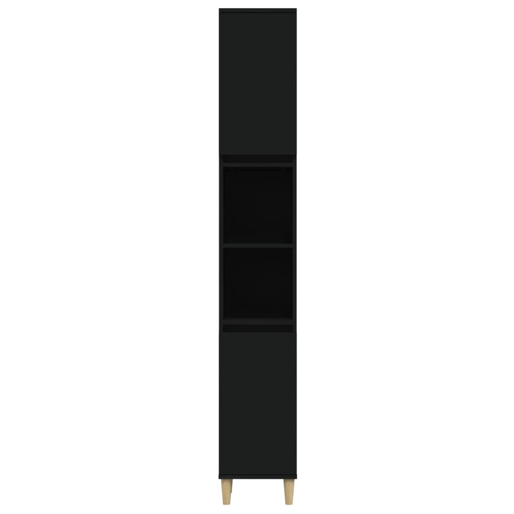 Baderomsskap Svart 30X30X190 Cm Konstruert Tre