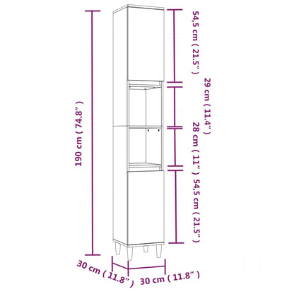 Baderomsskap Svart 30X30X190 Cm Konstruert Tre