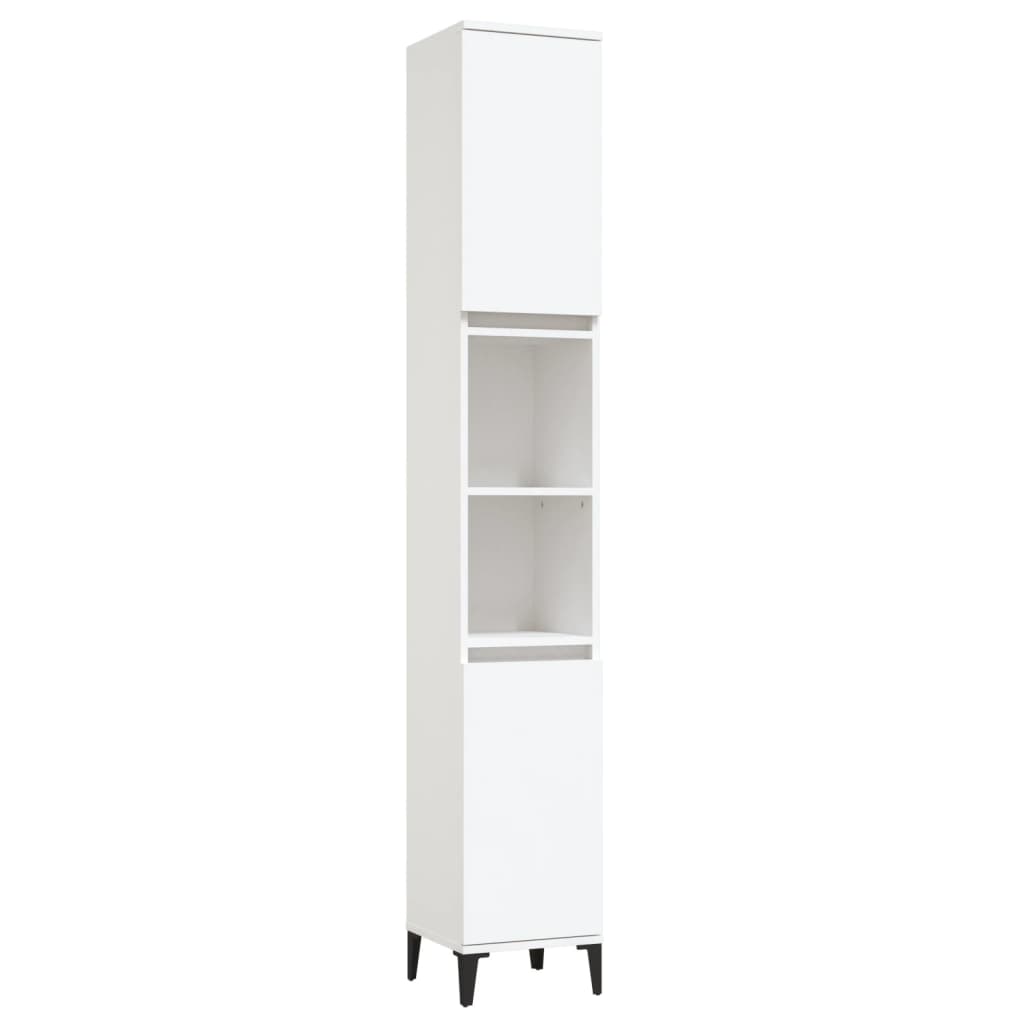 Baderomsskap Hvit 30X30X190 Cm Konstruert Tre