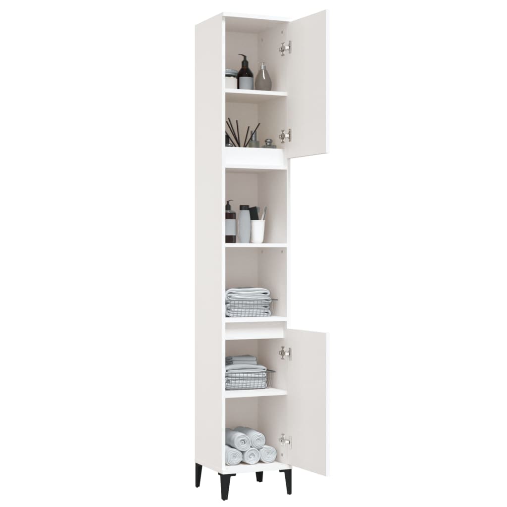 Baderomsskap Hvit 30X30X190 Cm Konstruert Tre