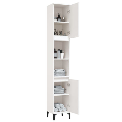 Baderomsskap Hvit 30X30X190 Cm Konstruert Tre