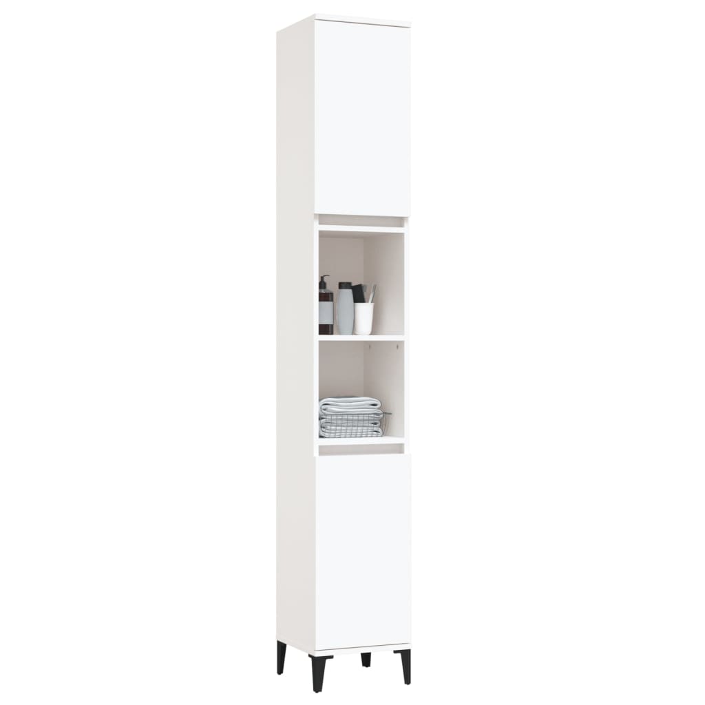 Baderomsskap Hvit 30X30X190 Cm Konstruert Tre
