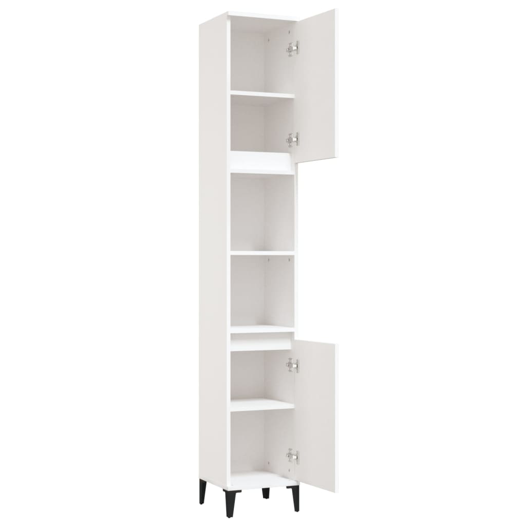 Baderomsskap Hvit 30X30X190 Cm Konstruert Tre