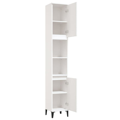 Baderomsskap Hvit 30X30X190 Cm Konstruert Tre