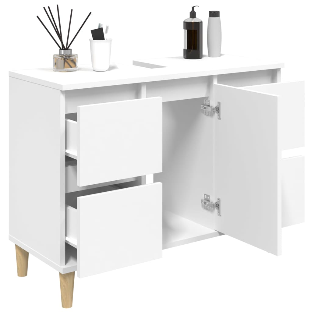 Servantskap Hvit 80X33X60 Cm Konstruert Tre