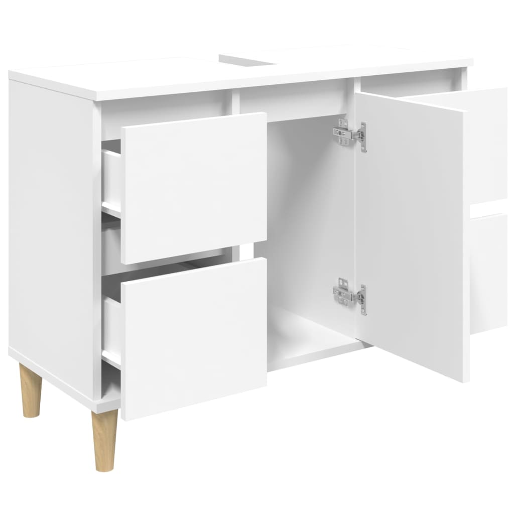 Servantskap Hvit 80X33X60 Cm Konstruert Tre