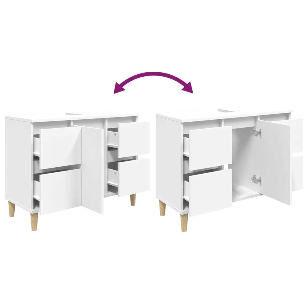 Servantskap Hvit 80X33X60 Cm Konstruert Tre