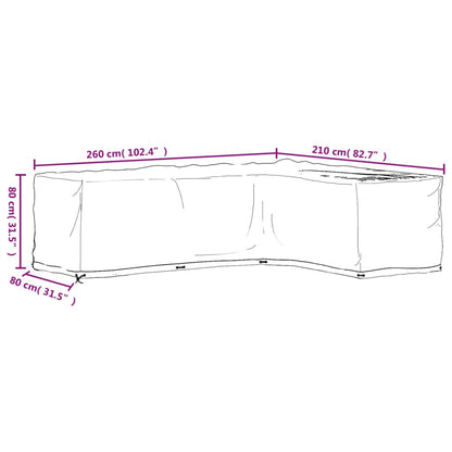 L-Formet Hagemøbeltrekk 2 Stk 16 Maljer 260X210X80 Cm