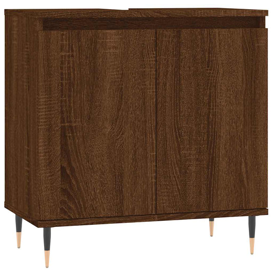 Baderomsskap Brun Eik 58X33X60 Cm Konstruert Tre