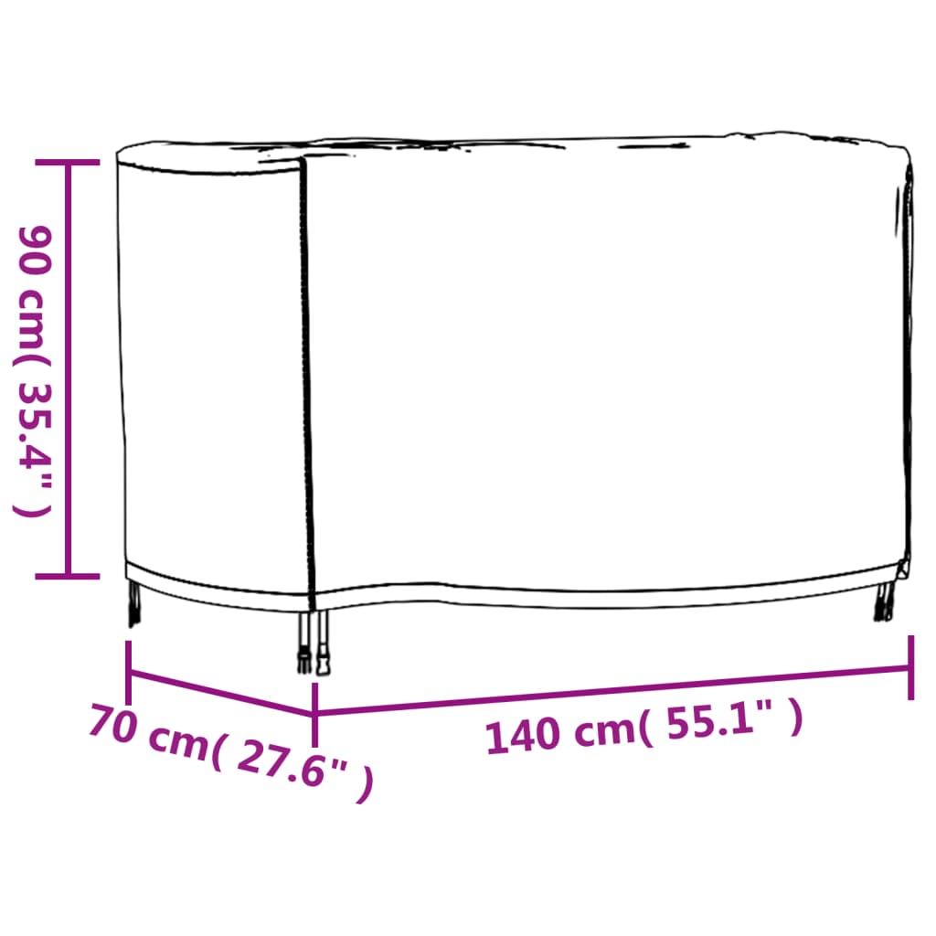 Hagemøbeltrekk Svart 140X70X90 Cm Vanntett 420D