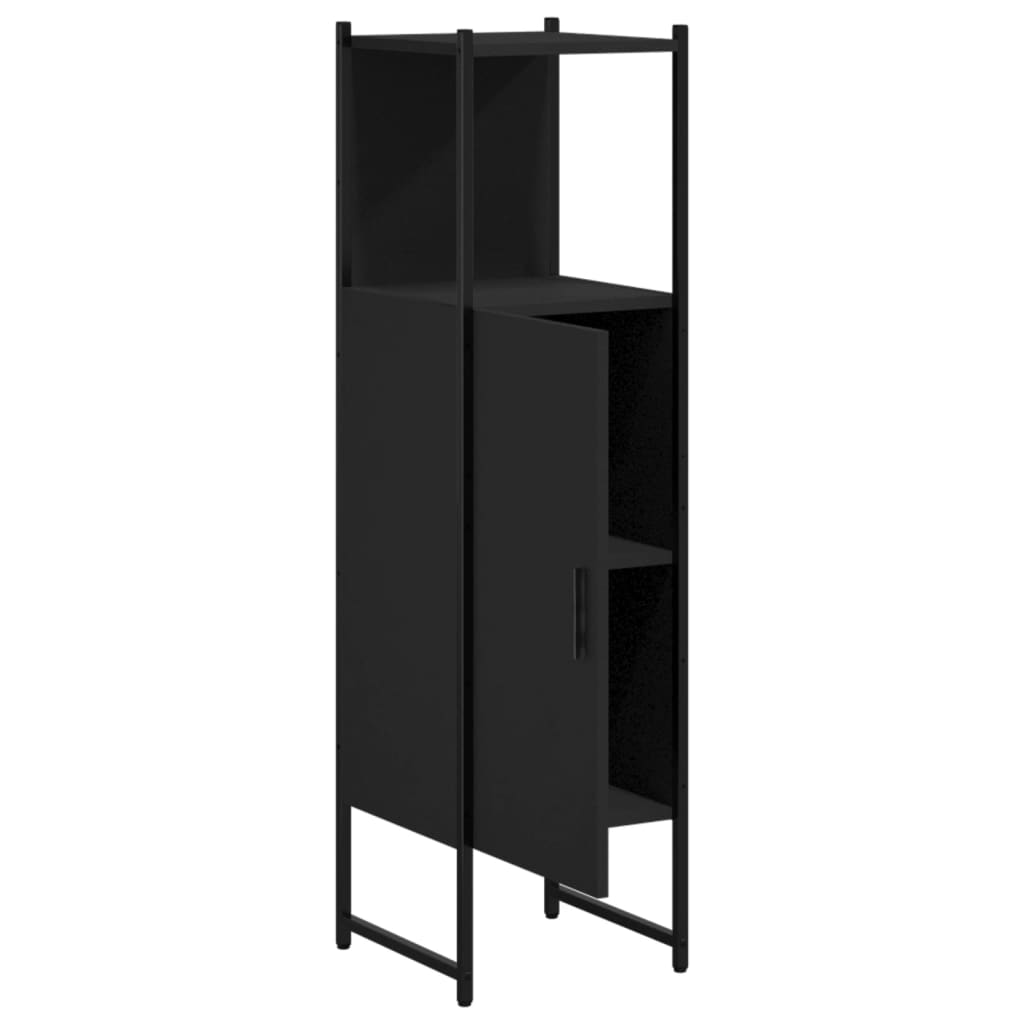Baderomsskap Svart 33X33X120,5 Cm Konstruert Tre