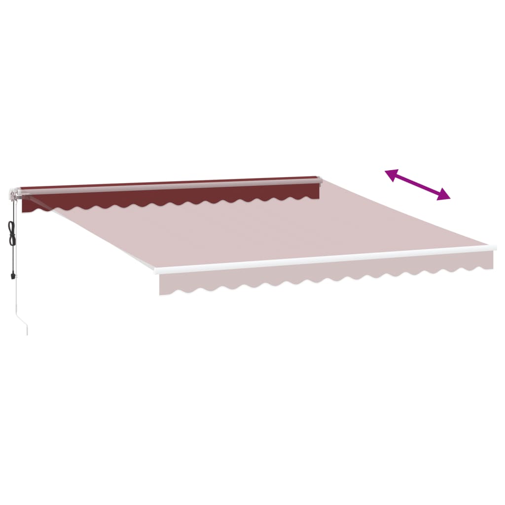 Automatisk Uttrekkbar Markise Med Led Burgunder 400X350 Cm