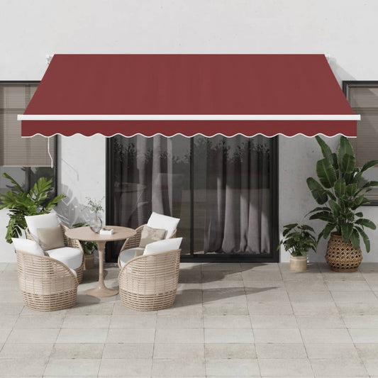 Automatisk Uttrekkbar Markise Med Led Burgunder 400X350 Cm