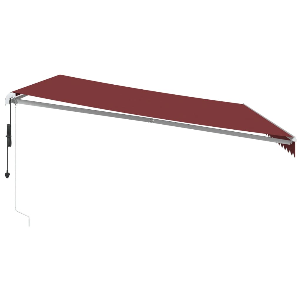 Automatisk Uttrekkbar Markise Med Led Burgunder 500X350 Cm
