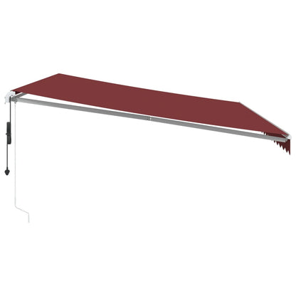 Automatisk Uttrekkbar Markise Med Led Burgunder 500X350 Cm