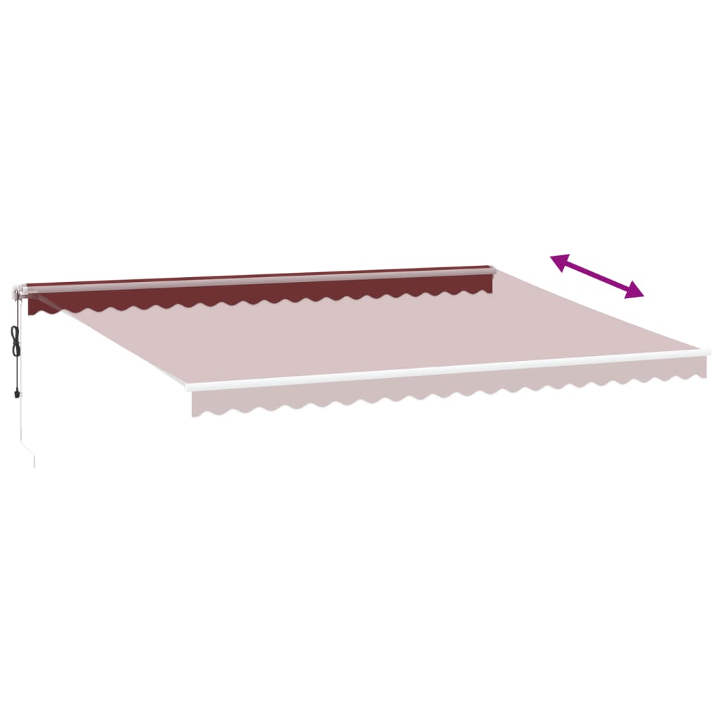 Automatisk Uttrekkbar Markise Med Led Burgunder 500X350 Cm