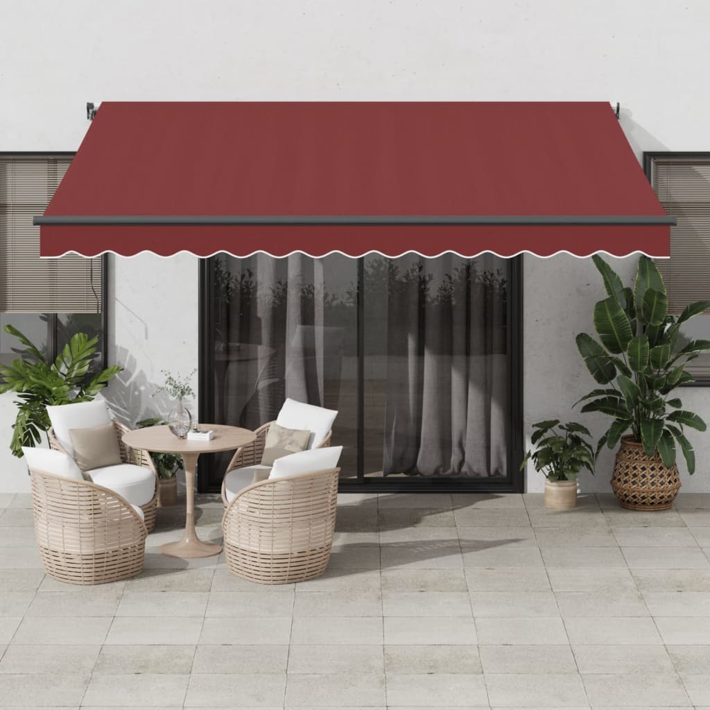 Automatisk Uttrekkbar Markise Med Led Burgunder 400X350 Cm