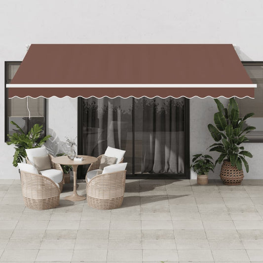 Automatisk Uttrekkbar Markise Med Led Brun 450X350 Cm