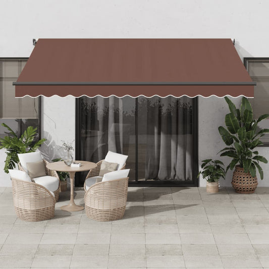Automatisk Uttrekkbar Markise Med Led Brun 400X350 Cm