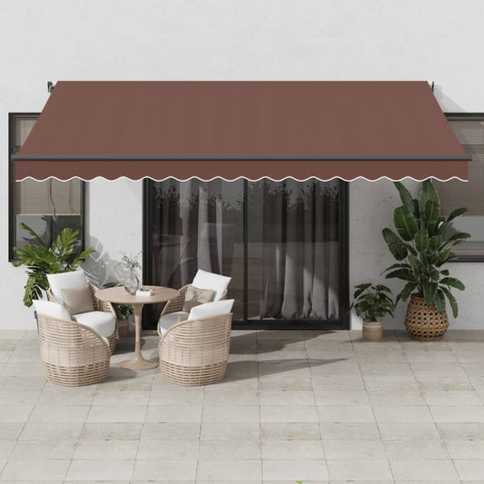 Automatisk Uttrekkbar Markise Med Led Brun 450X350 Cm
