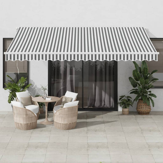 Automatisk Uttrekkbar Markise Led Antrasitt Og Hvit 450X300 Cm