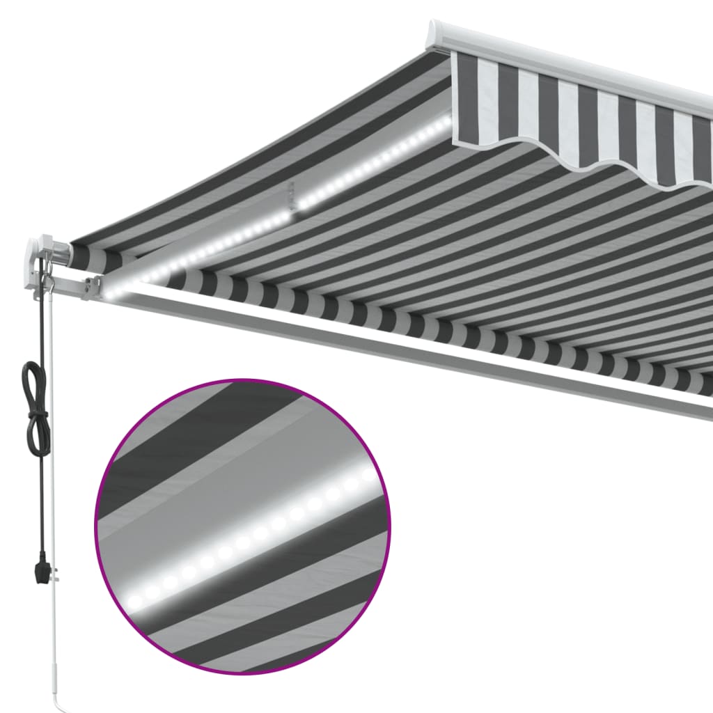 Automatisk Uttrekkbar Markise Led Antrasitt Og Hvit 400X350 Cm