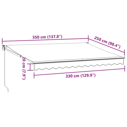 Uttrekkbar Markise Antrasitt Og Hvit 3,5X2,5 M Stoff Aluminium