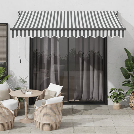 Uttrekkbar Markise Antrasitt Og Hvit 3X2,5 M Stoff Og Aluminium