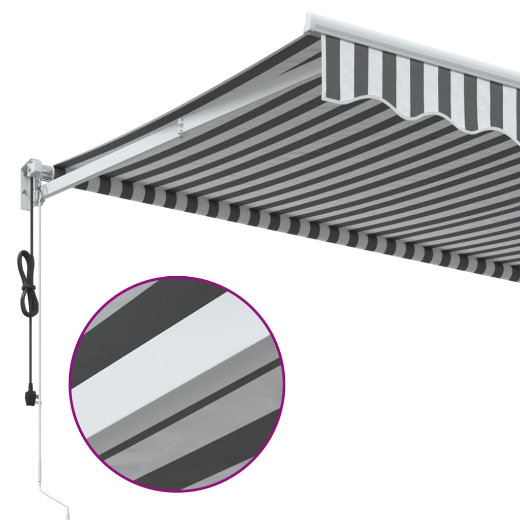 Uttrekkbar Markise Antrasitt Og Hvit 3X2,5 M Stoff Og Aluminium