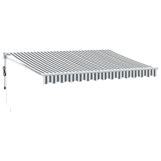 Uttrekkbar Markise Antrasitt Og Hvit 3,5X2,5 M Stoff Aluminium