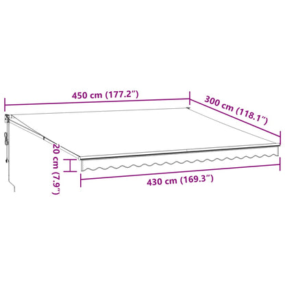 Uttrekkbar Markise Antrasitt Og Hvit 4,5X3 M Stoff Og Aluminium