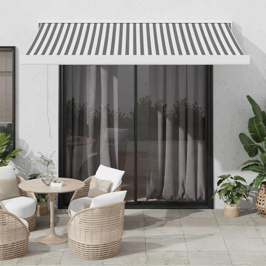 Uttrekkbar Markise Antrasitt Og Hvit 3X2,5 M Stoff Og Aluminium