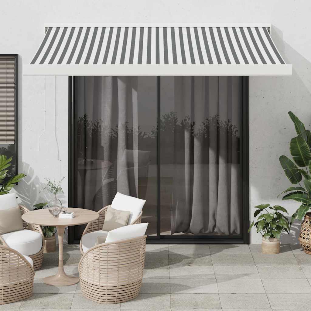 Uttrekkbar Markise Antrasitt Og Hvit 3,5X2,5 M Stoff Aluminium