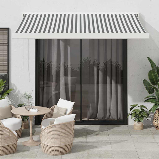 Uttrekkbar Markise Antrasitt Og Hvit 3,5X2,5 M Stoff Aluminium