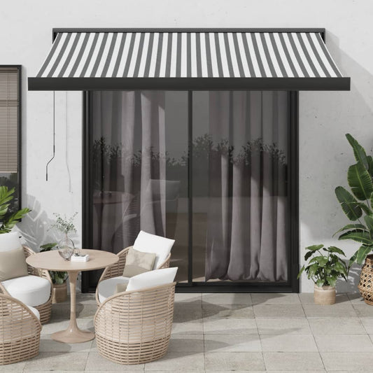 Uttrekkbar Markise Antrasitt Og Hvit 3X2,5 M Stoff Og Aluminium