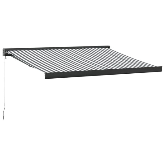 Uttrekkbar Markise Antrasitt Og Hvit 3,5X2,5 M Stoff Aluminium