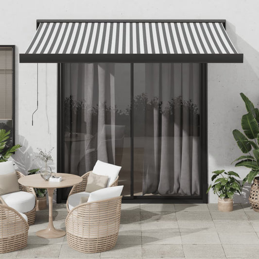 Uttrekkbar Markise Antrasitt Og Hvit 3,5X2,5 M Stoff Aluminium