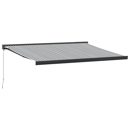 Uttrekkbar Markise Antrasitt Og Hvit 4X3 M Stoff Og Aluminium