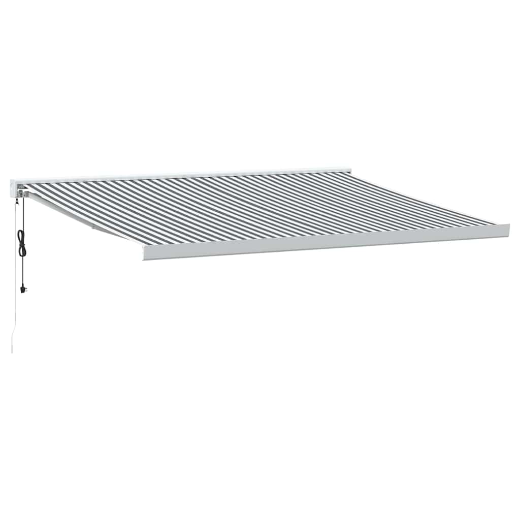 Uttrekkbar Markise Antrasitt Og Hvit 4X3 M Stoff Og Aluminium