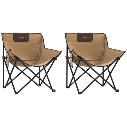 Campingstoler Med Lomme 2 Stk Sammenleggbar Brun