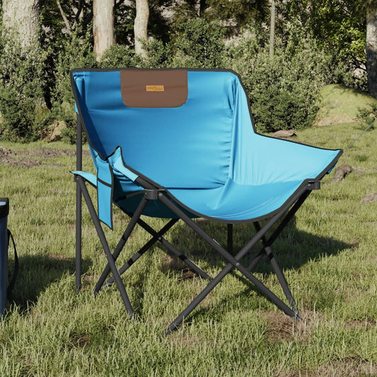 Campingstoler Med Lomme 2 Stk Sammenleggbar Lyseblå