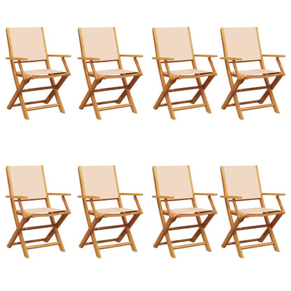 Sammenleggbare Hagestoler 8 Stk Beige Stoff Og Heltre