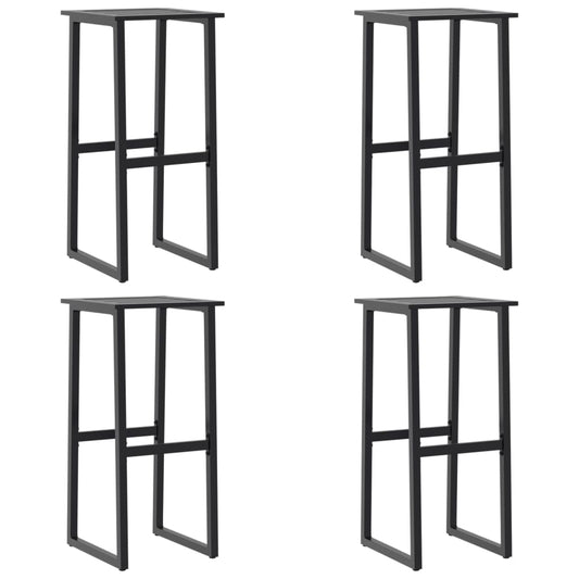Barkrakker 4 Stk Svart 38X38X80 Cm Pulverlakkert Stål