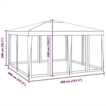 Festtelt Med 8 Sidevegger Av Netting Blå 4X4 M Hdpe