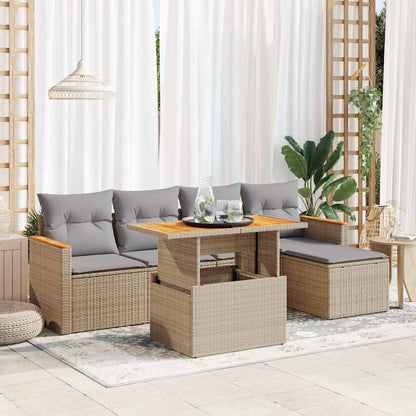 Hagesofaer Med Puter 6 Deler Beige Polyrotting Akasie
