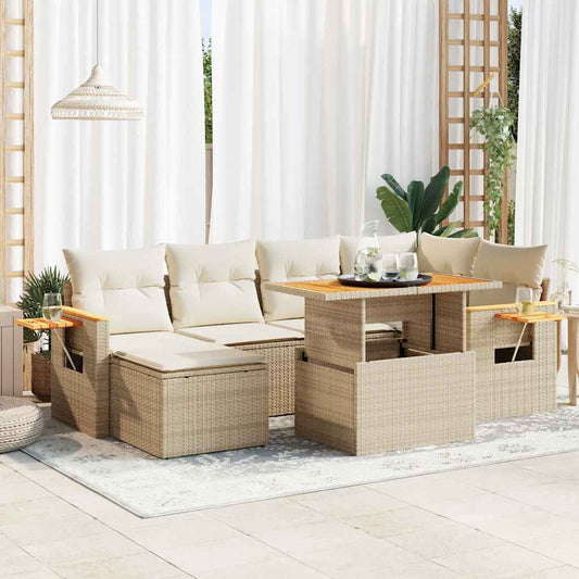 Hagesofaer Med Puter 7 Deler Beige Polyrotting Akasie