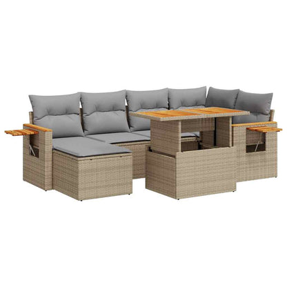 Hagesofaer Med Puter 7 Deler Beige Polyrotting Akasie